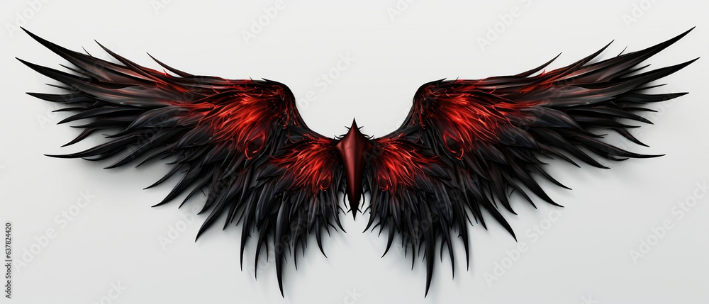 Majestic Demon Wings Soaring Against a white Background Majestic Demon Wings Soaring Against a white Background