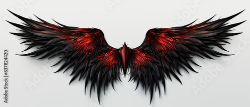 Majestic Demon Wings Soaring Against a white Background © Jhon