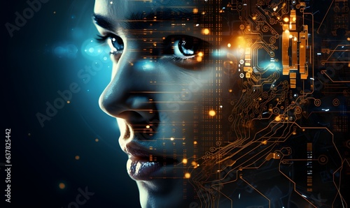 human face in abstract binary code