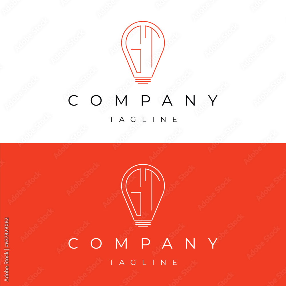 Letter GT initial lamp solution bulblight icon logo design vector template Letter GT initial lamp solution bulblight icon logo design vector template