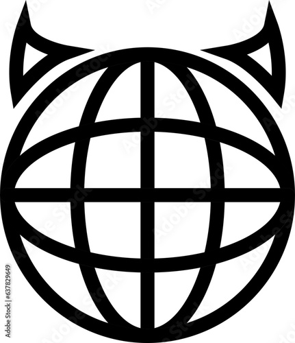 Y2K planet with horns. Shape streetwear aesthetic