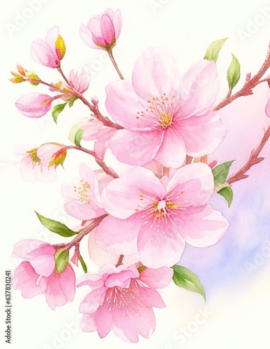 Watercolor Illustration Blossoms of the Orient: The Allure and Majesty of Japanese Sakura