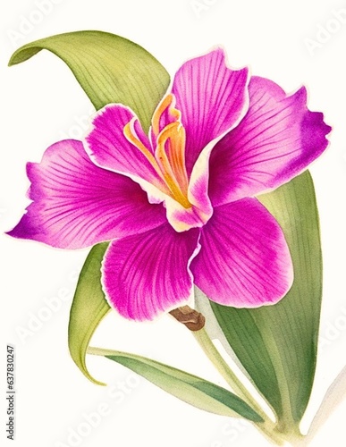 Watercolor Illustration of Cattleya Orchid Elegance: Unveiling Nature's Delicate Masterpieces 