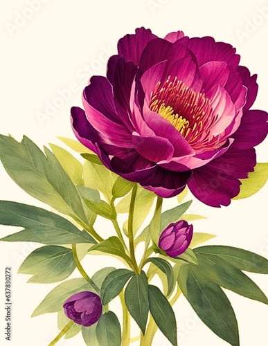 Watercolor Illustration Petals of Grace: The Ethereal Dance of Peony Blooms