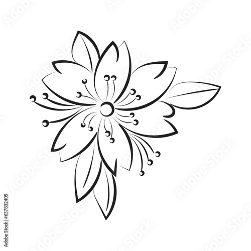 Flower Line Art for print or use as poster  card  flyer  tattoo or t shirt