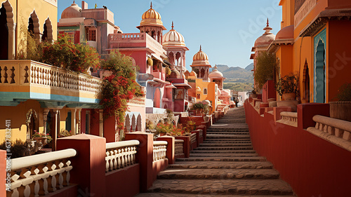 bright Indian colors , Jaipur, Rajasthan, India, Generative AI. photo