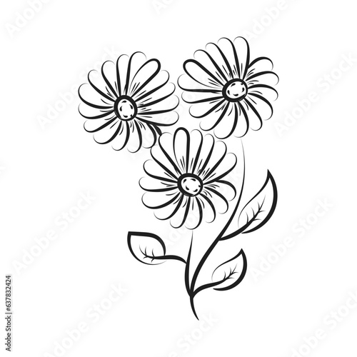 Flower Line Art for print or use as poster, card, flyer, tattoo or t shirt