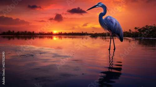 Heron at Sunset © LadyAI