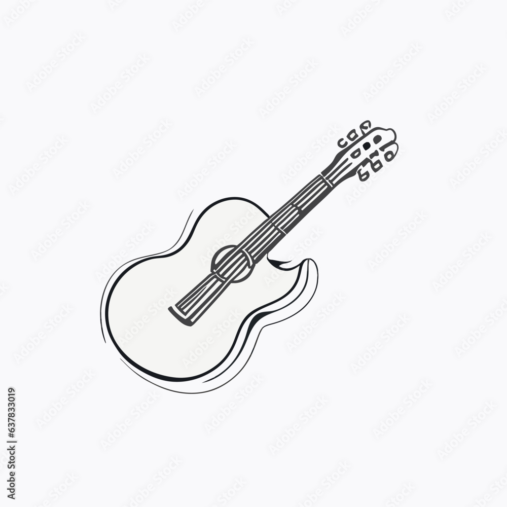 guitar, vector illustration line art