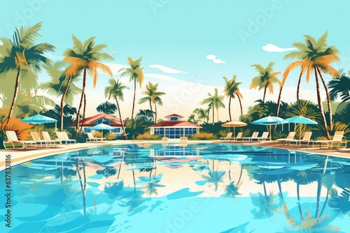 paradise resort tropical summer vacation illustration © krissikunterbunt