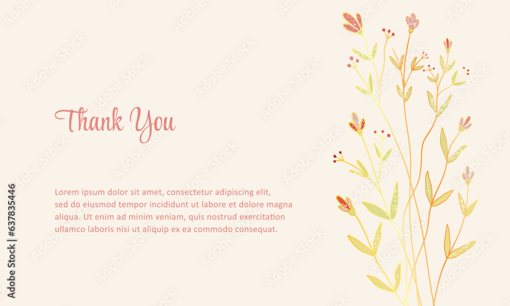 thank you card with aesthetic botanical gold floral design, printable for your project design thank you card with aesthetic botanical gold floral design, printable for your project design