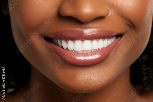 close-up of woman smiling  generative ai