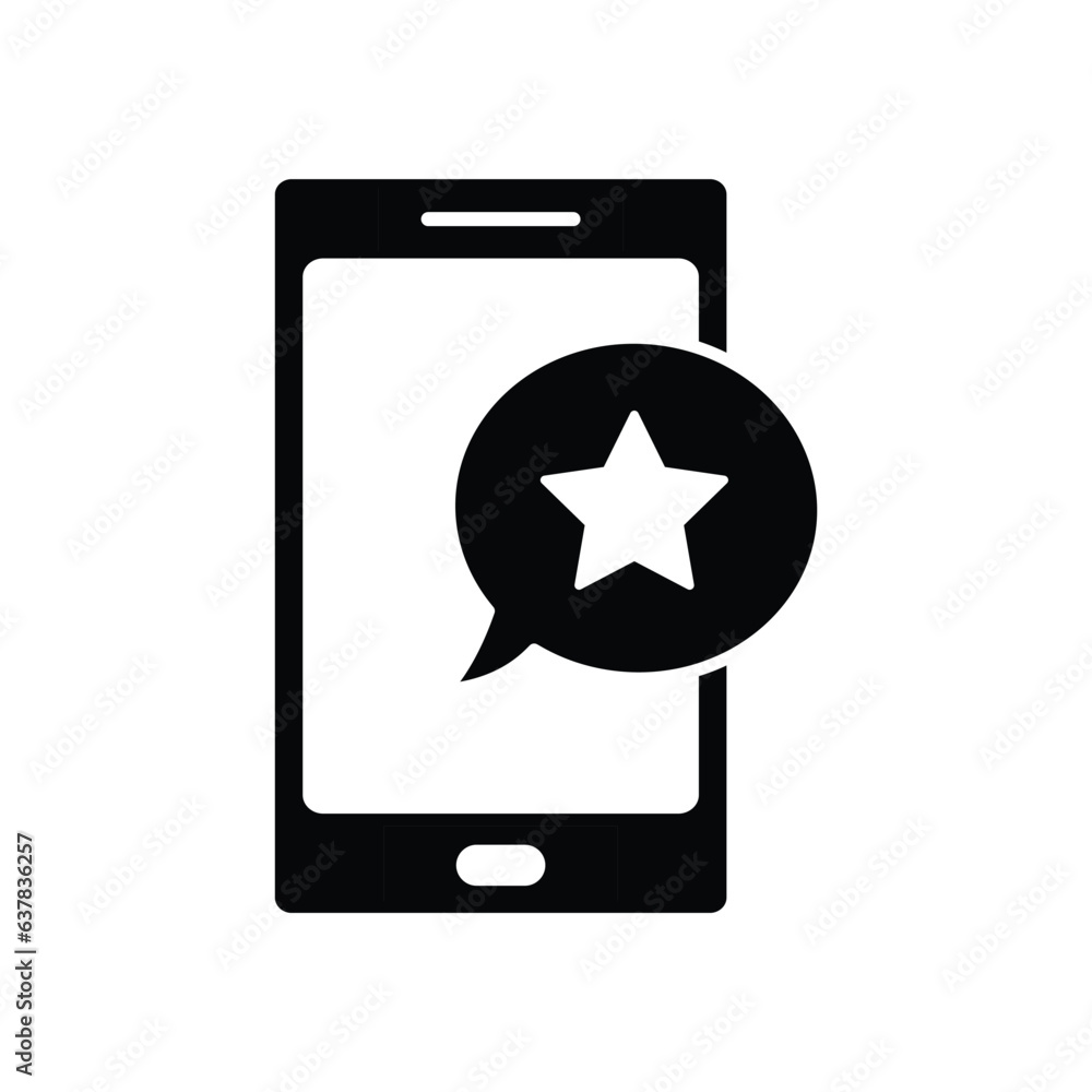 star in chat bubble with smaptphone icon vector Feedback icon star in chat bubble with smaptphone icon vector Feedback icon