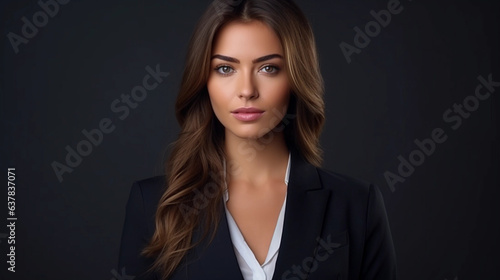 Isolated Elegance: Beautiful Business Woman's Confident Look