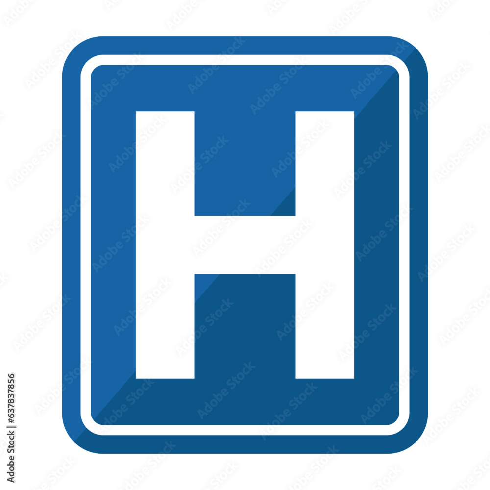 Obraz premium Hospital Sign H In Blue Potrait Square Shape With White Line 