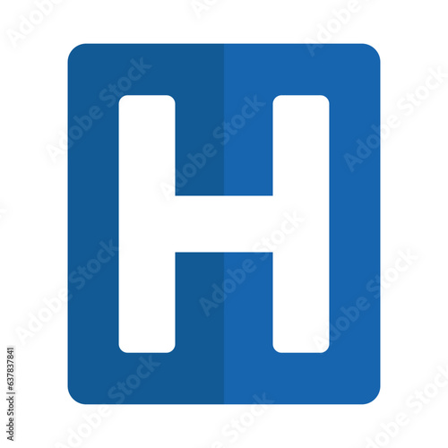 Hospital Sign H In Blue Potrait Square Shape

