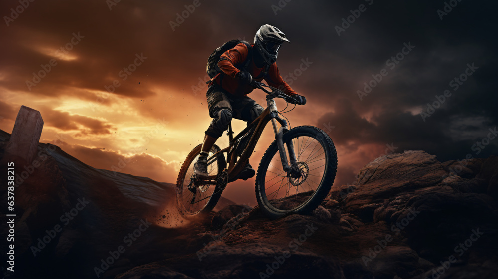 Male cyclist riding bicycle
