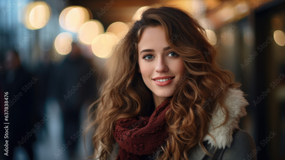 A portrait of a young, happy woman looking into the camera A portrait of a young, happy woman looking into the camera