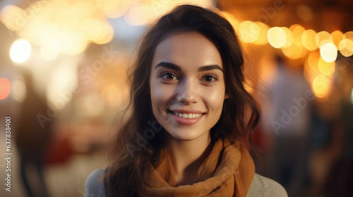 Wallpaper Mural A portrait of a young, happy woman looking into the camera Torontodigital.ca
