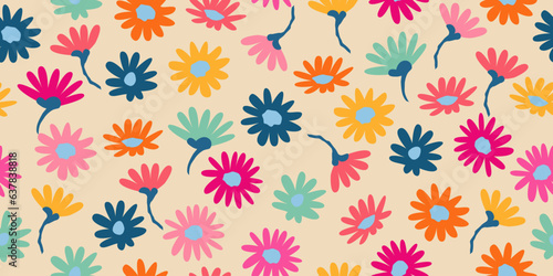 Hand drawn flowers  seamless patterns with floral for fabric  textiles  clothing  wrapping paper  cover  banner  interior decor  abstract backgrounds.