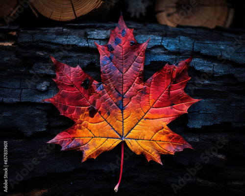 red maple leaf laying on the tree