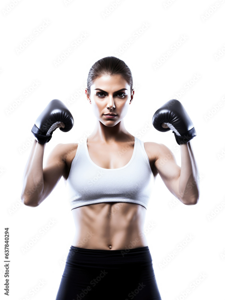 Portrait of a sporty woman exercising on a white background, AI generated Portrait of a sporty woman exercising on a white background, AI generated