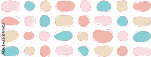 かわいい抽象的なゆるゆるフレーム　流動体　Set of cute abstract shapes.Vector loose frame.