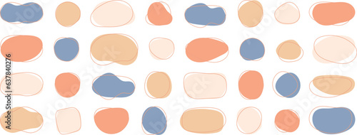 かわいい抽象的なゆるゆるフレーム　青　水色　流動体　Set of cute abstract shapes.Vector loose frame.