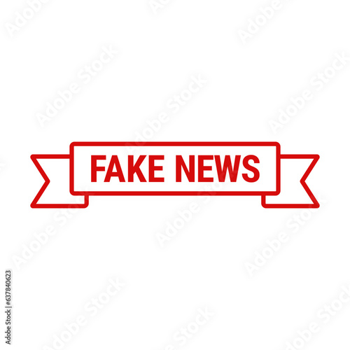 Fake News In Red Line Rectangle Ribbon Shape For Hoax Information
