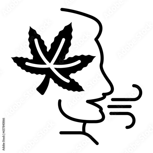 Hophead vector icon design, Cannabis and marijuana symbol, thc and cbd sign, recreational herbal drug stock illustration, Blunt Smoker concept