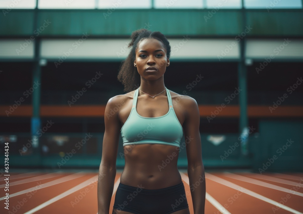 Beautiful african american woman with afro hairstyle in sportswear, fitness portrait photo Beautiful african american woman with afro hairstyle in sportswear, fitness portrait photo