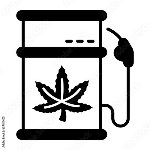 Biomass oil with nozzle vector icon design, Cannabis and marijuana symbol, thc and cbd sign, recreational herbal drug stock illustration, hemp biofuel drum concept