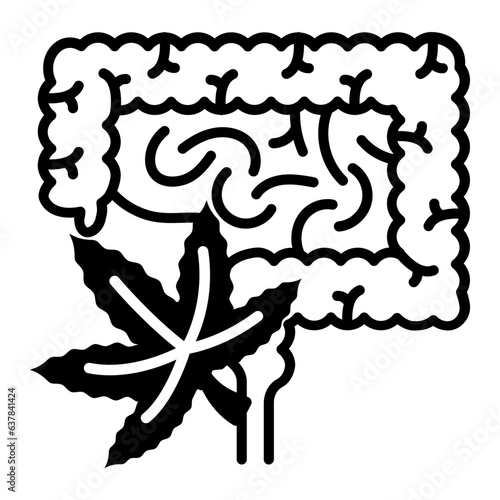Gut feelings endocannabinoid vector icon design, Cannabis and marijuana symbol, thc and cbd sign, recreational herbal drug stock illustration, treating digestive illnesses with cannabinoid concept