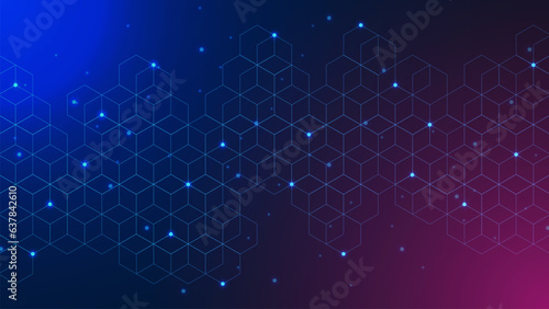 Abstract hexagonal pattern with connect the dots. Global network connection. Medical innovation, science and technology background design.