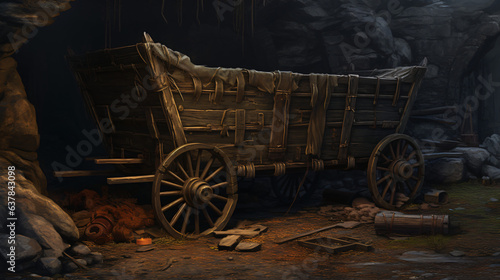 Old rusty wagon for an underground