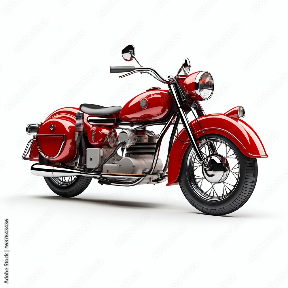 Obraz premium Red Retro Motorcycle. Generative ai