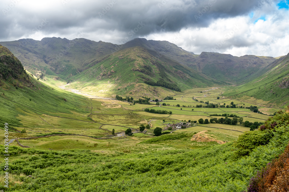 View of Langdale pikes from Side pike, England