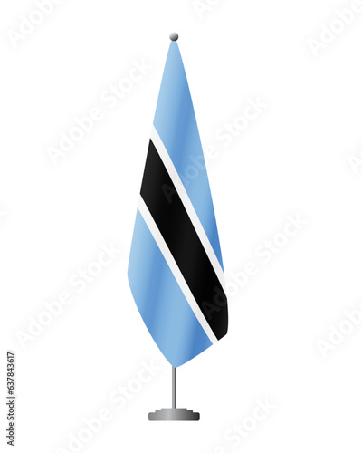 Botswana flag on flagpole for official meetings, transparent background, vector