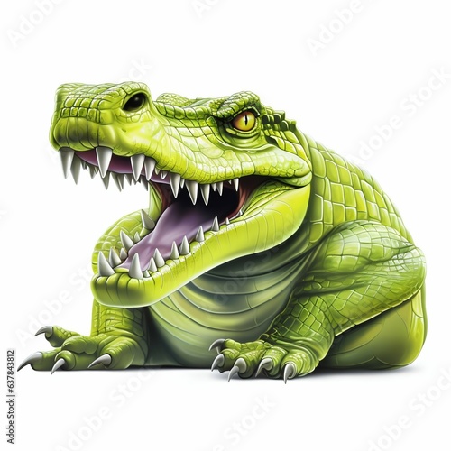 Green Crocodile in Attack Pose. Generative ai © Scrudje