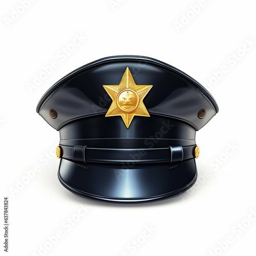 Police Hat with Gold Cockade. Generative ai