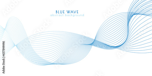 Abstract blue wave. Wavy gradient lines on a white background. Template for banner, poster, and creative design.
