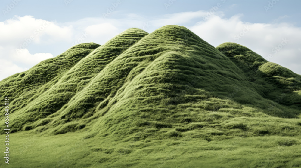 He surveys the hill, a rolling landscape of grass resembling hair. He surveys the hill, a rolling landscape of grass resembling hair.
