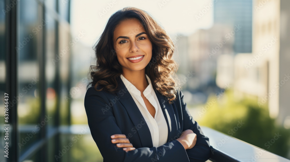 Smiling confident businesswoman with arms crossed Smiling confident businesswoman with arms crossed