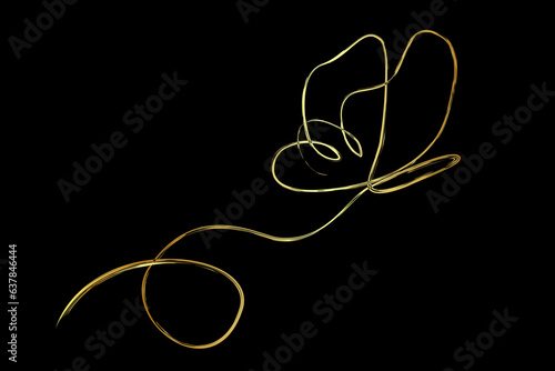 Fototapeta vector simple gold golden crayon or chalk effect line art single or one continuo