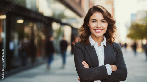 Smiling confident businesswoman with arms crossed