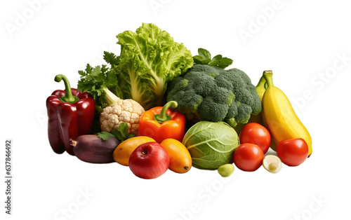 Nutrient Rich Bounty Vegetable and Fruit Pile on Isolated Background. AI