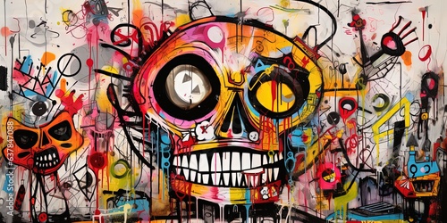 painting style illustration of punk zombie graffiti style  Generative Ai