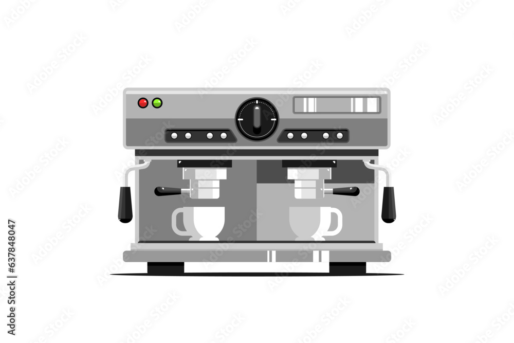 Front view of coffee machine on isolated background, Vector illustration. Front view of coffee machine on isolated background, Vector illustration.
