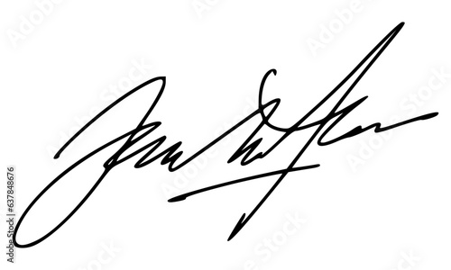 Abstract signature style with letter J for documents. Vector with transparent background.