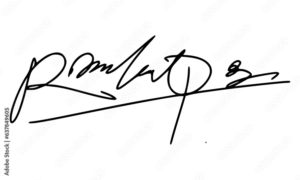 Abstract signature style with letter R for documents Abstract signature style with letter R for documents